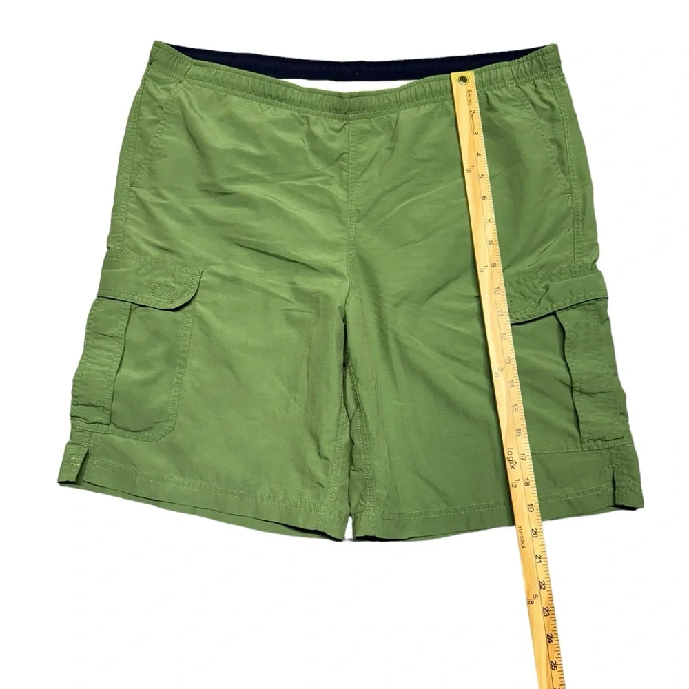 L.L.‎ Bean Suplex Nylon Cargo Swim Trunks Mens Medium Elastic Waist Green Beach - Picture 8 of 16